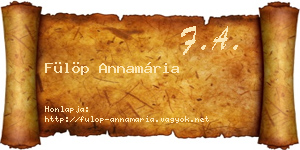 Fülöp Annamária névjegykártya
